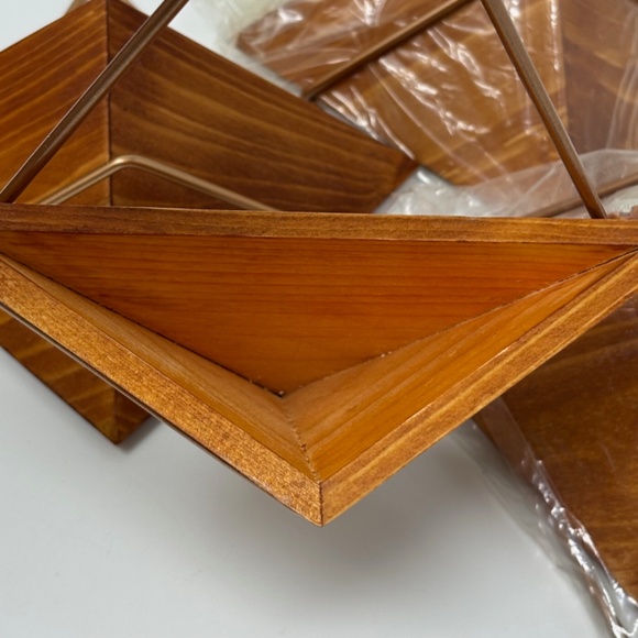 Four Pack Small Wall Pockets for Plants Succlents Solid Wood Metal Hangers 7" 4" - Picture 6 of 8